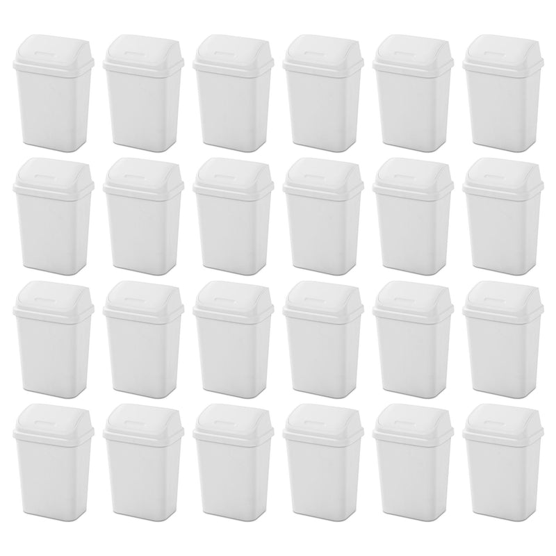 Sterilite 7.8 Gallon SwingTop Kitchen Wastebasket Trash Can, White (24 Pack)