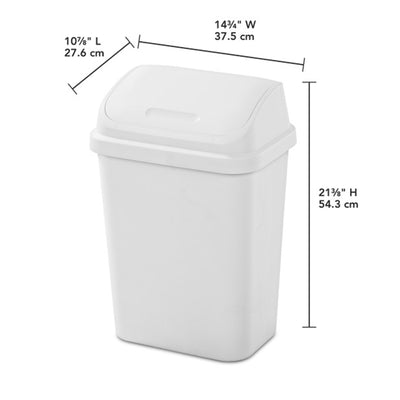 Sterilite 7.8 Gallon SwingTop Kitchen Wastebasket Trash Can, White (24 Pack)