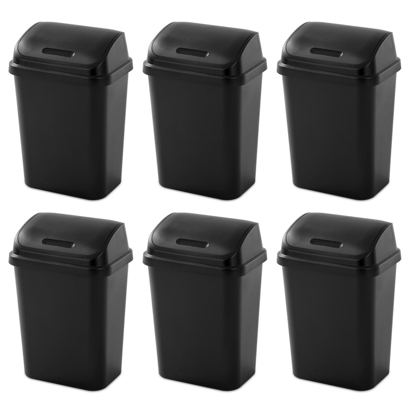 Sterilite 7.8 Gallon SwingTop Kitchen Wastebasket Trash Can, Black (6 Pack) - VMInnovations