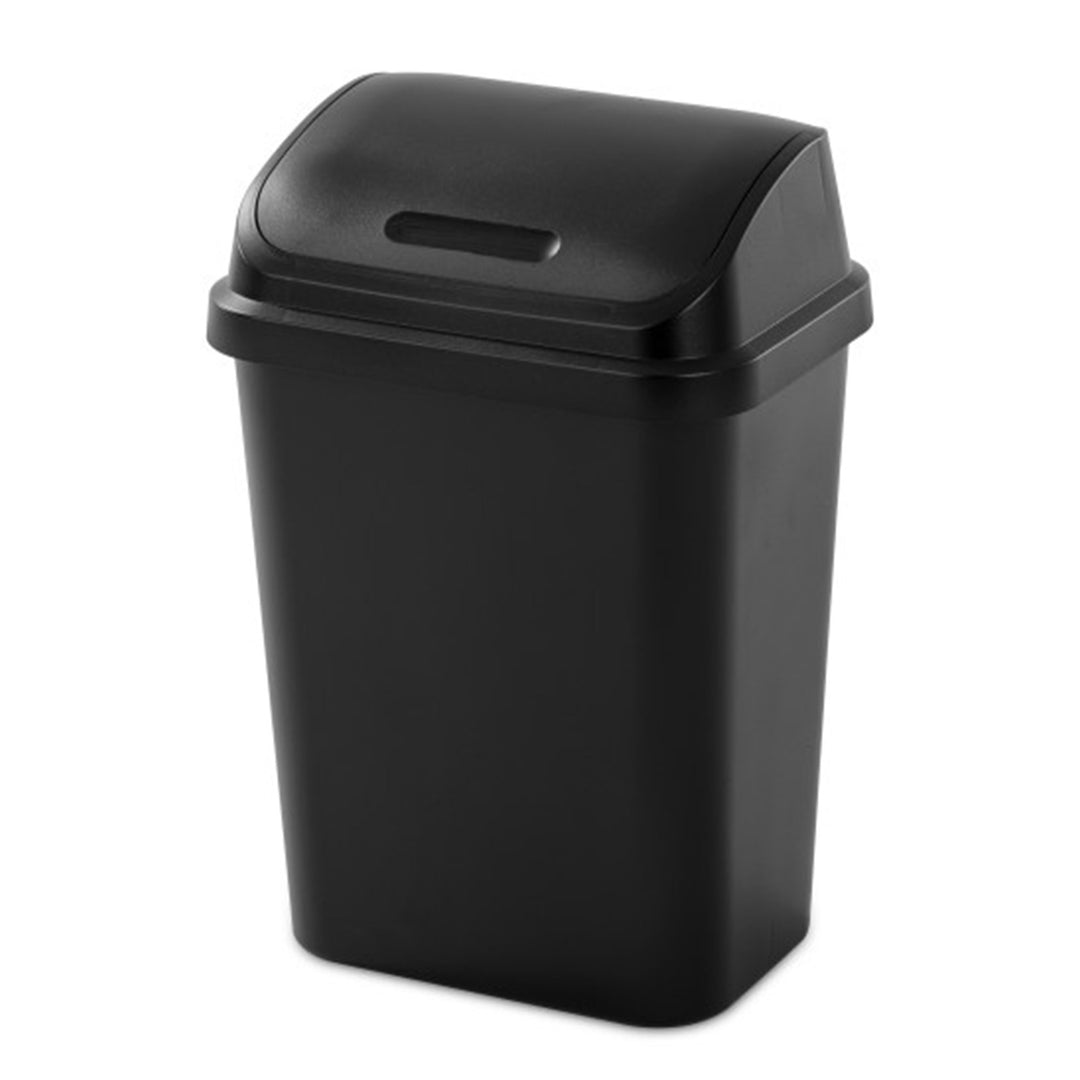 Sterilite 7.8 Gallon SwingTop Kitchen Wastebasket Trash Can, Black (6 Pack)