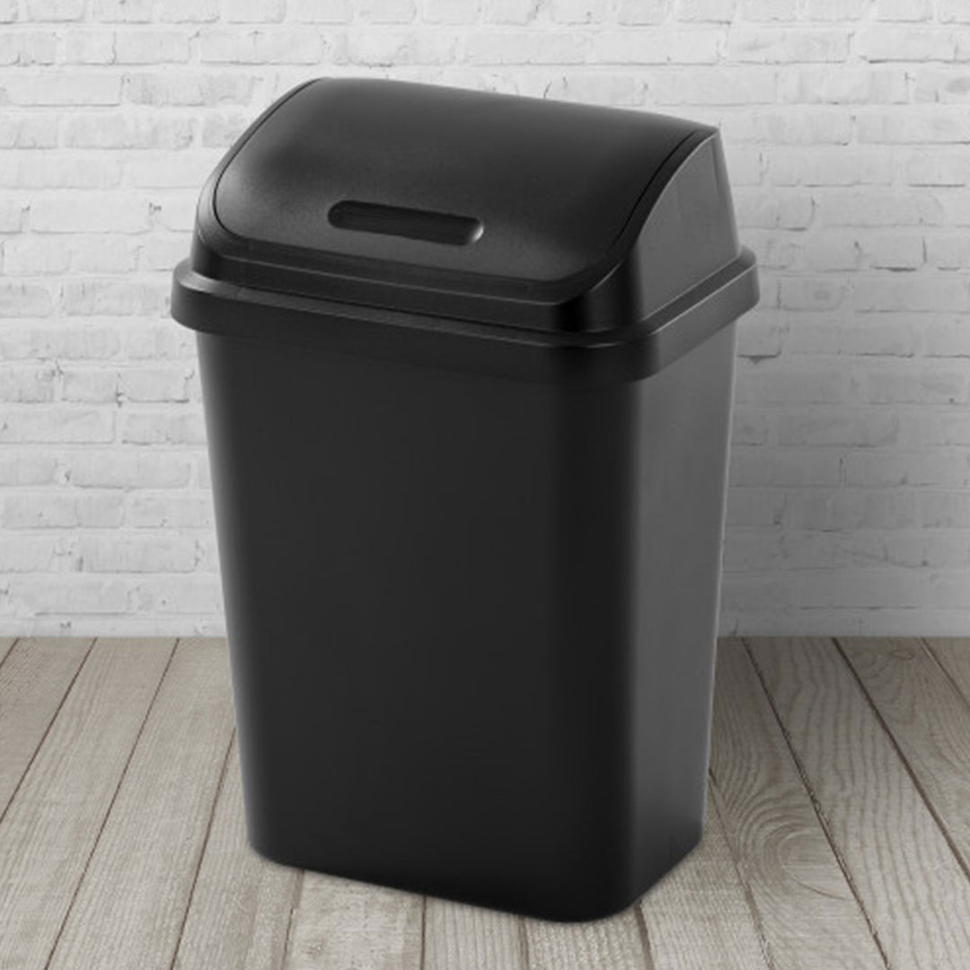 Sterilite 7.8 Gallon SwingTop Kitchen Wastebasket Trash Can, Black (6 Pack)