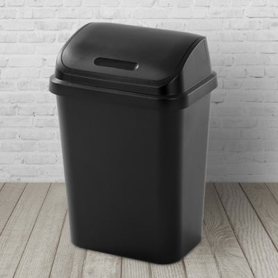 Sterilite 7.8 Gallon SwingTop Kitchen Wastebasket Trash Can, Black (6 Pack) - VMInnovations