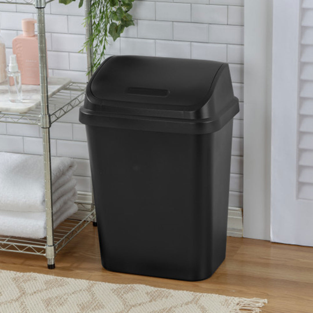 Sterilite 7.8 Gallon SwingTop Kitchen Wastebasket Trash Can, Black (6 Pack)