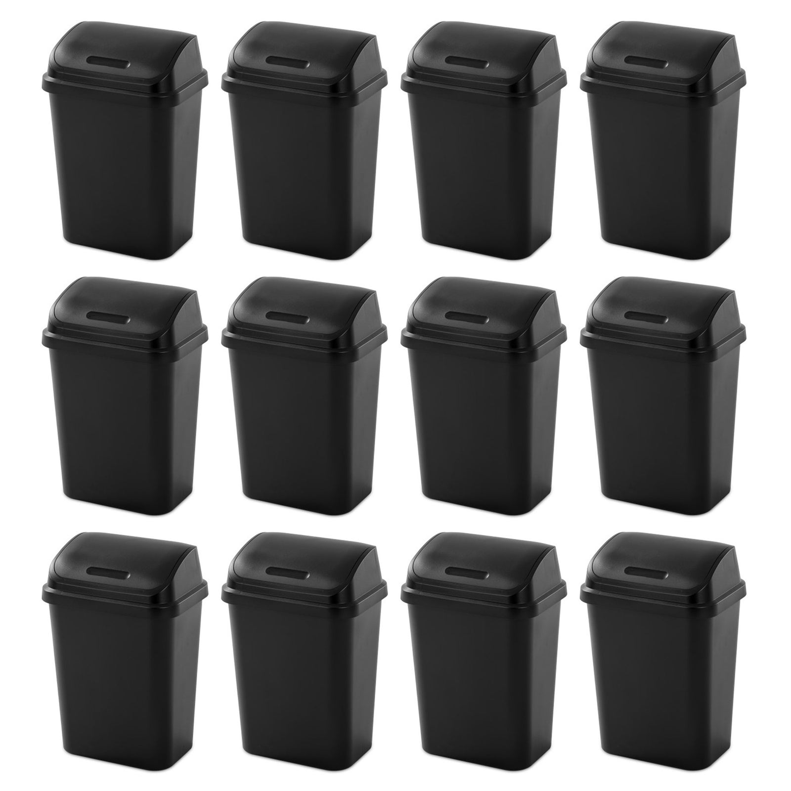 Sterilite 7.8 Gallon SwingTop Kitchen Wastebasket Trash Can, Black (12 Pack) - VMInnovations