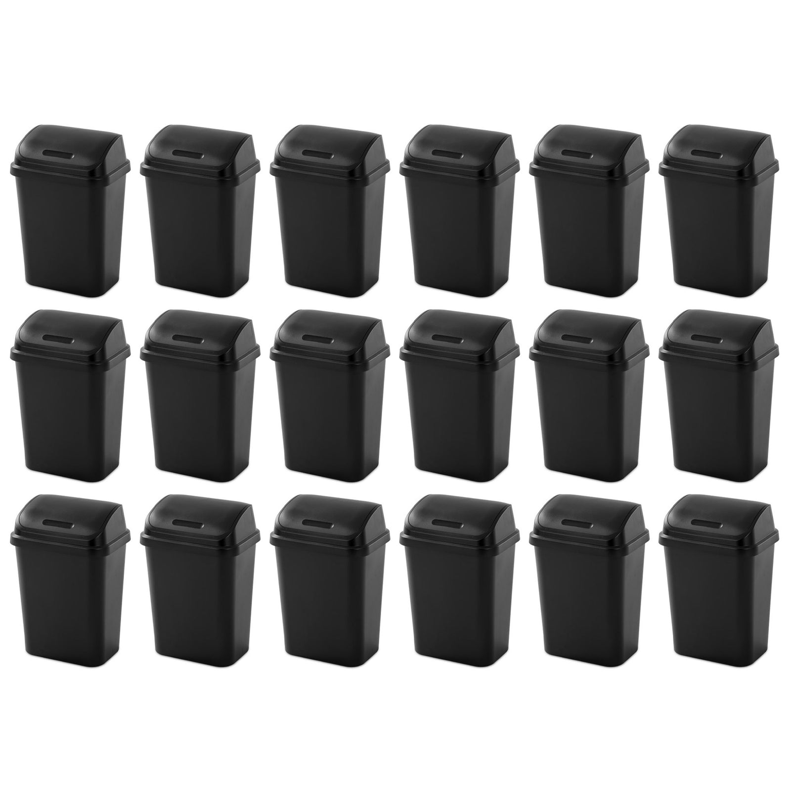 Sterilite 7.8 Gallon SwingTop Kitchen Wastebasket Trash Can, Black (18 Pack) - VMInnovations
