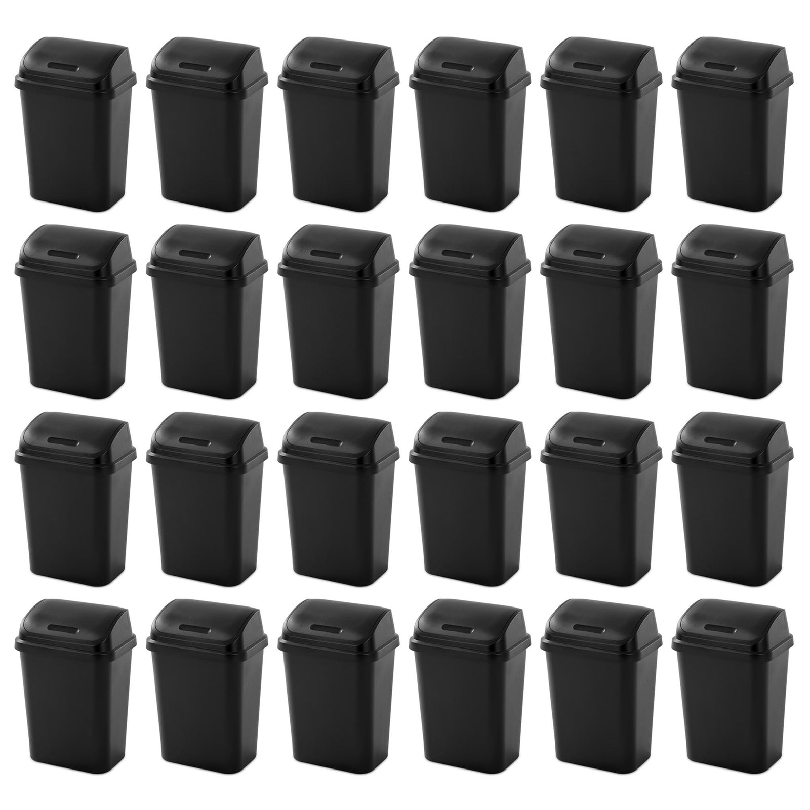 Sterilite 7.8 Gallon SwingTop Kitchen Wastebasket Trash Can, Black (24 Pack) - VMInnovations