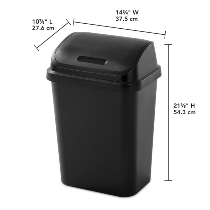 Sterilite 7.8 Gallon SwingTop Kitchen Wastebasket Trash Can, Black (24 Pack)