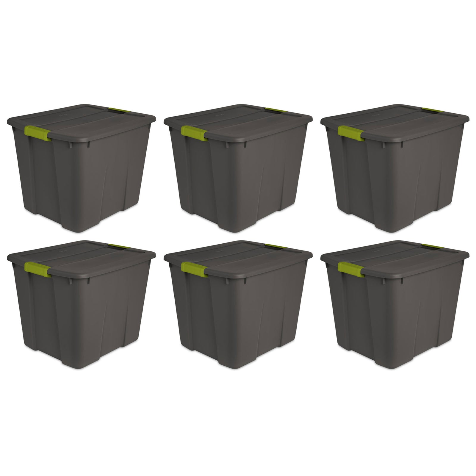 Sterilite 20 Gallon Stackable Plastic Storage Tote Bin with Lid, Gray (6 Pack) - VMInnovations