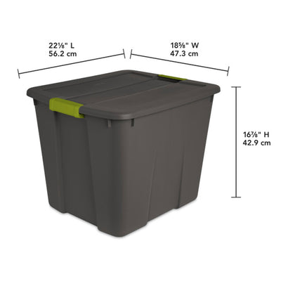 Sterilite 20 Gallon Stackable Plastic Storage Tote Bin with Lid, Gray (6 Pack)