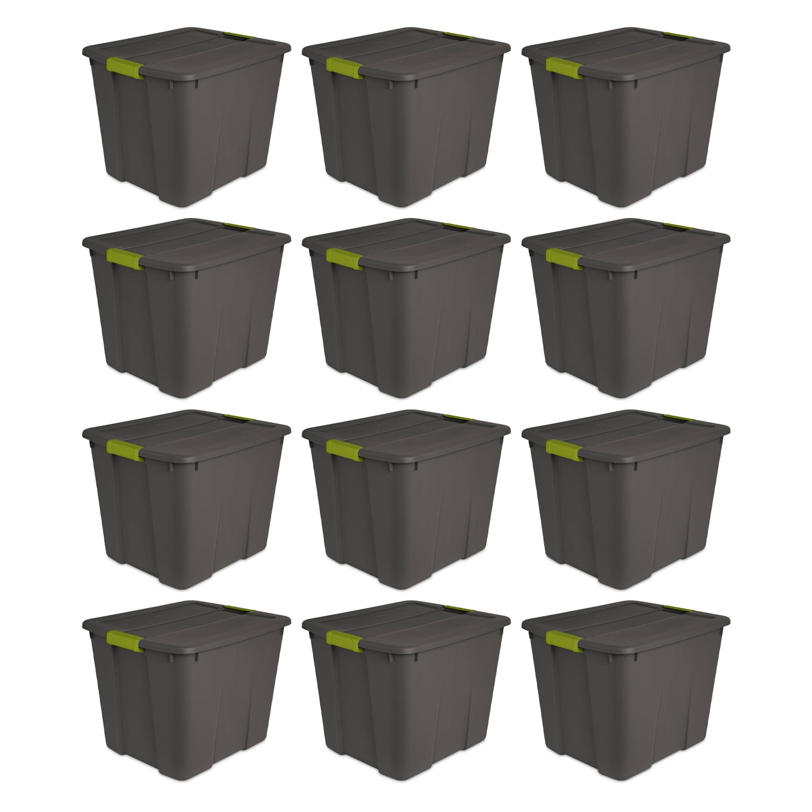 Sterilite 20 Gallon Stackable Plastic Storage Tote Bin with Lid, Gray (12 Pack) - VMInnovations