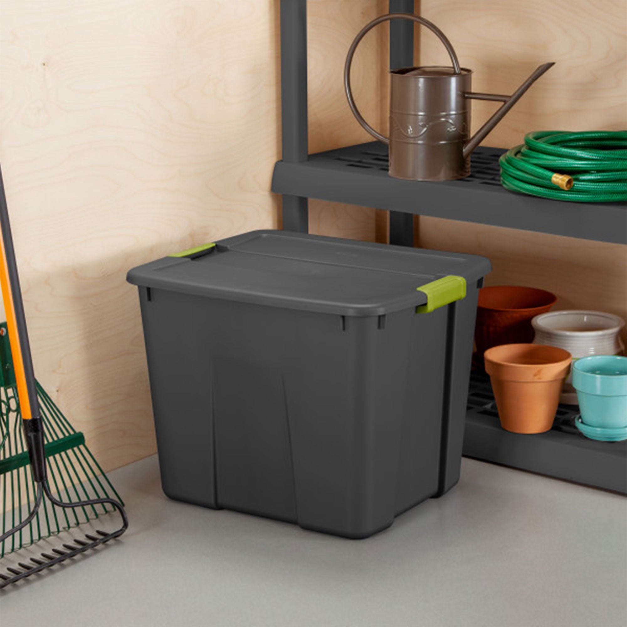 Sterilite 20 Gallon Stackable Plastic Storage Tote Bin with Lid, Gray (12 Pack) - VMInnovations