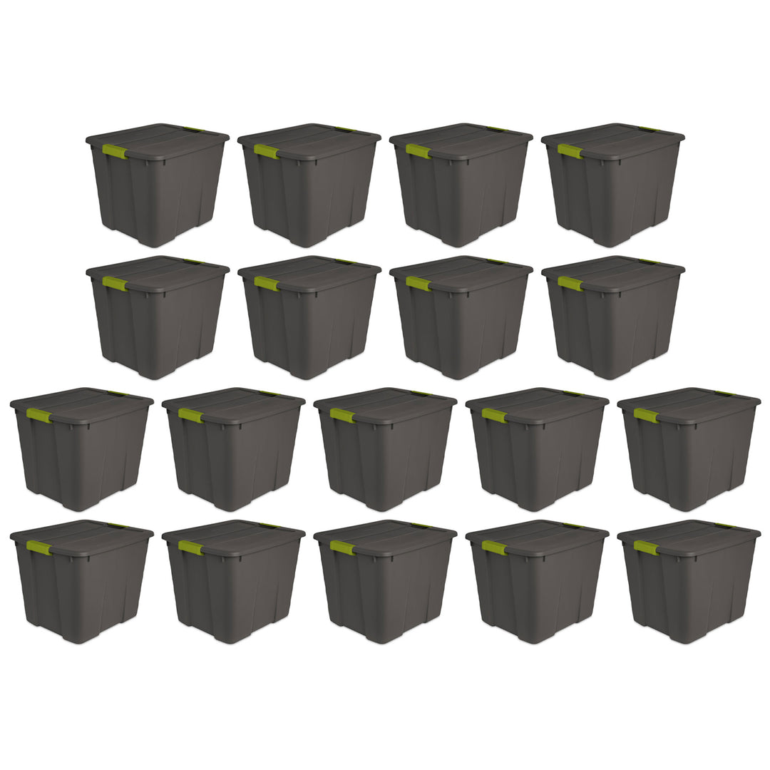 Sterilite 20 Gallon Stackable Plastic Storage Tote Bin with Lid, Gray (18 Pack)