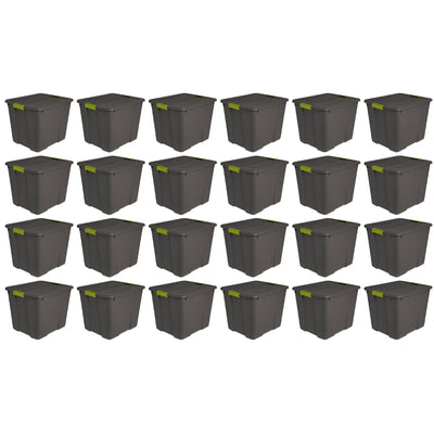 Sterilite 20 Gallon Stackable Plastic Storage Tote Bin with Lid, Gray (24 Pack) - VMInnovations