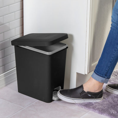 Sterilite 2.7 Gallon Rectangular Step On Trash Bin Wastebasket, Black (8 Pack) - VMInnovations