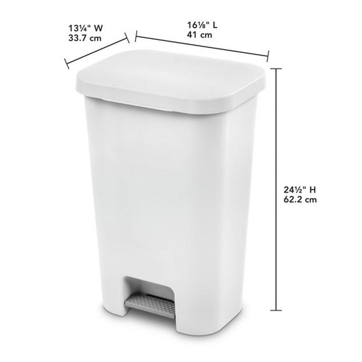 Sterilite 11.9 Gal Rectangle Step On Trash Kitchen Wastebasket, White (12 Pack)