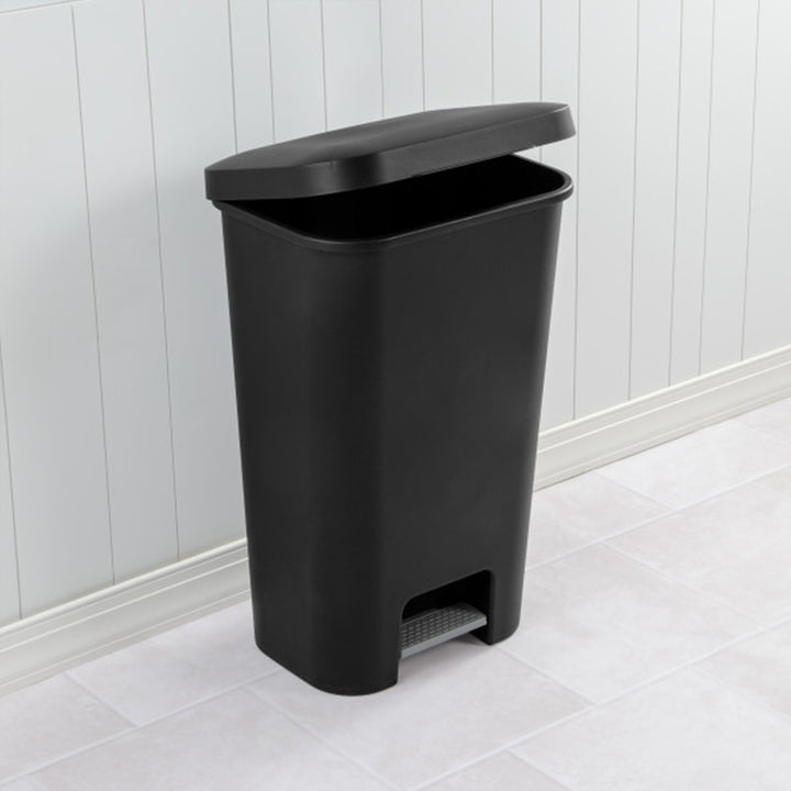 Sterilite 11.9 Gal Rectangle Step On Trash Kitchen Wastebasket, Black (4 Pack)