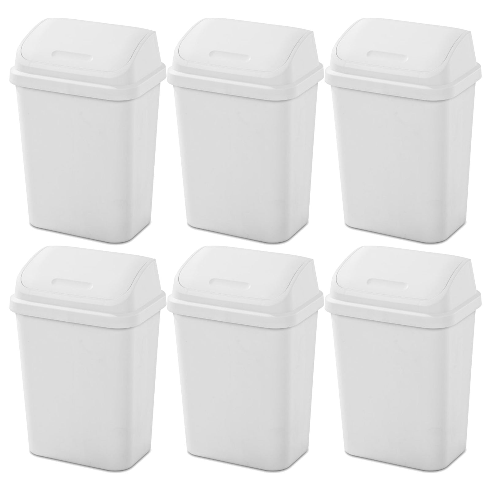 Sterilite 7.8 Gallon SwingTop Kitchen Wastebasket Trash Can, White (6 Pack) - VMInnovations