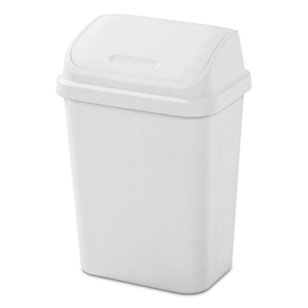 Sterilite 7.8 Gallon SwingTop Kitchen Wastebasket Trash Can, White (6 Pack)