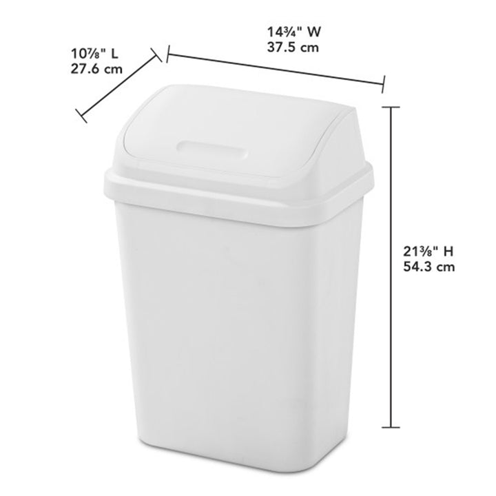 Sterilite 7.8 Gallon SwingTop Kitchen Wastebasket Trash Can, White (6 Pack)