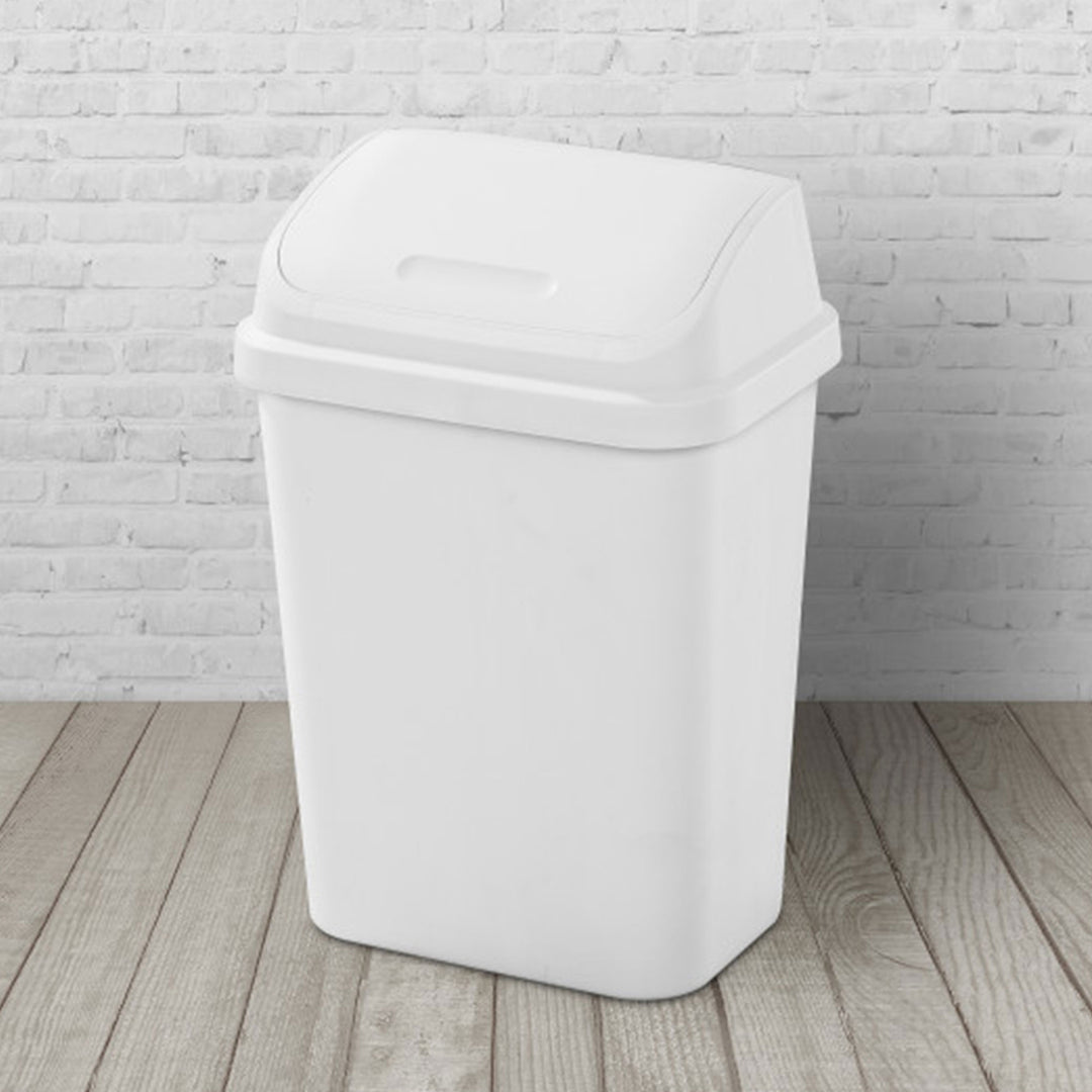 Sterilite 7.8 Gallon SwingTop Kitchen Wastebasket Trash Can, White (6 Pack)