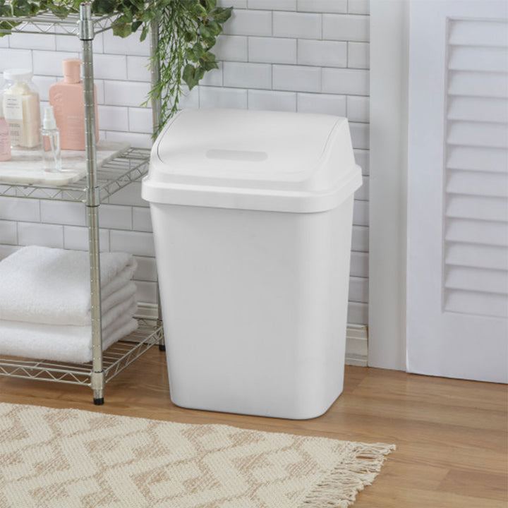 Sterilite 7.8 Gallon SwingTop Kitchen Wastebasket Trash Can, White (6 Pack)