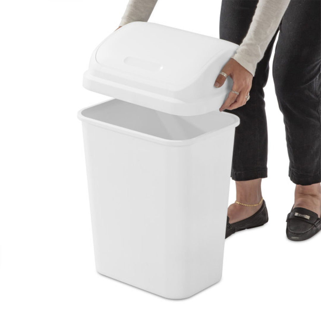 Sterilite 7.8 Gallon SwingTop Kitchen Wastebasket Trash Can, White (6 Pack)