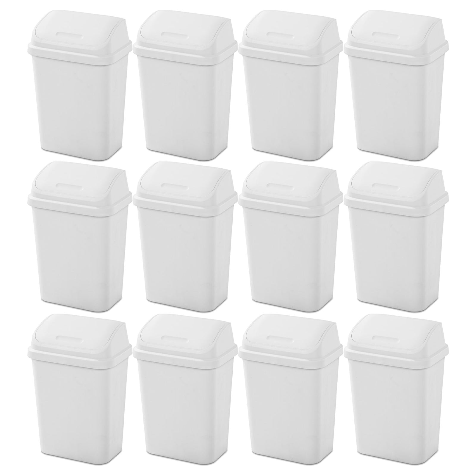 Sterilite 7.8 Gallon SwingTop Kitchen Wastebasket Trash Can, White (12 Pack) - VMInnovations