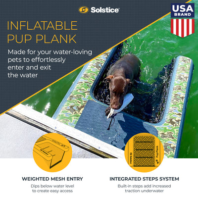 Solstice Original Inflatable Pup Plank Dog Float Floating Ramp Ladder for Pools - VMInnovations