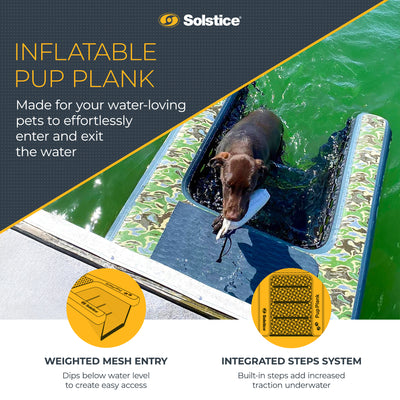 Solstice Original Inflatable Pup Plank Dog Float Floating Ramp Ladder for Pools - VMInnovations