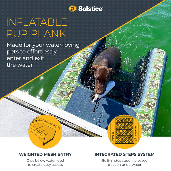 Solstice Original Inflatable Pup Plank Dog Float Ladder for Pools (Open Box) - VMInnovations