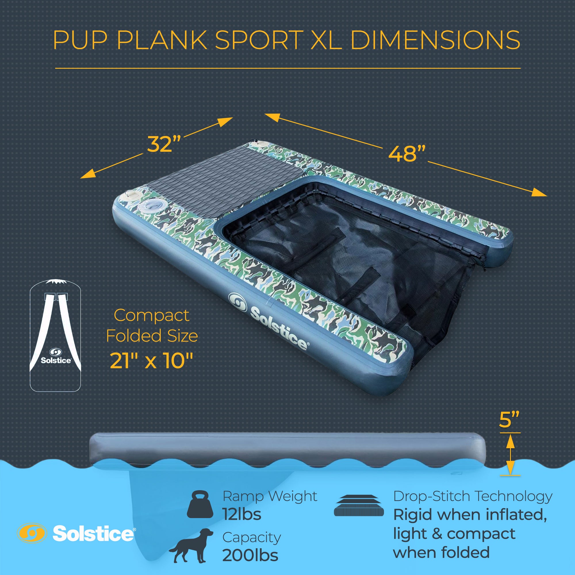 Solstice Original Inflatable Pup Plank Dog Float Floating Ramp Ladder for Pools - VMInnovations