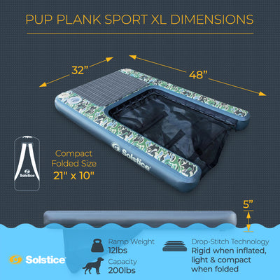 Solstice Original Inflatable Pup Plank Dog Float Ladder for Pools (Open Box) - VMInnovations