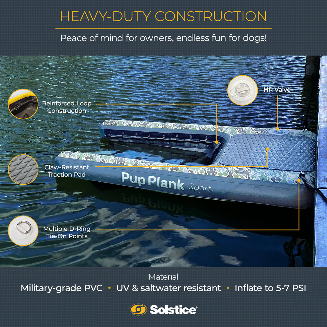 Solstice Original Inflatable Pup Plank Dog Float Ladder for Pools (Open Box)