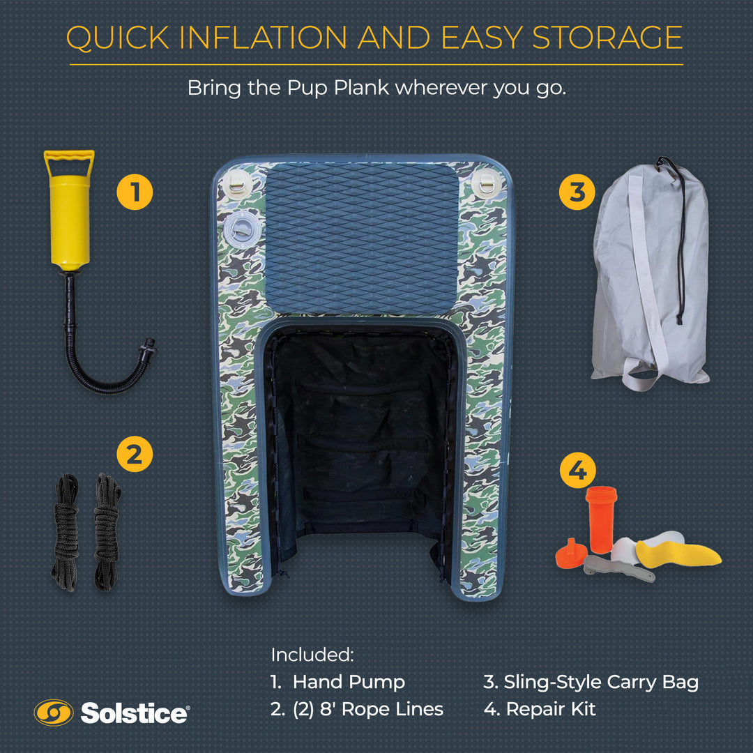 Solstice Original Inflatable Pup Plank Dog Float Ladder for Pools (Open Box) - VMInnovations