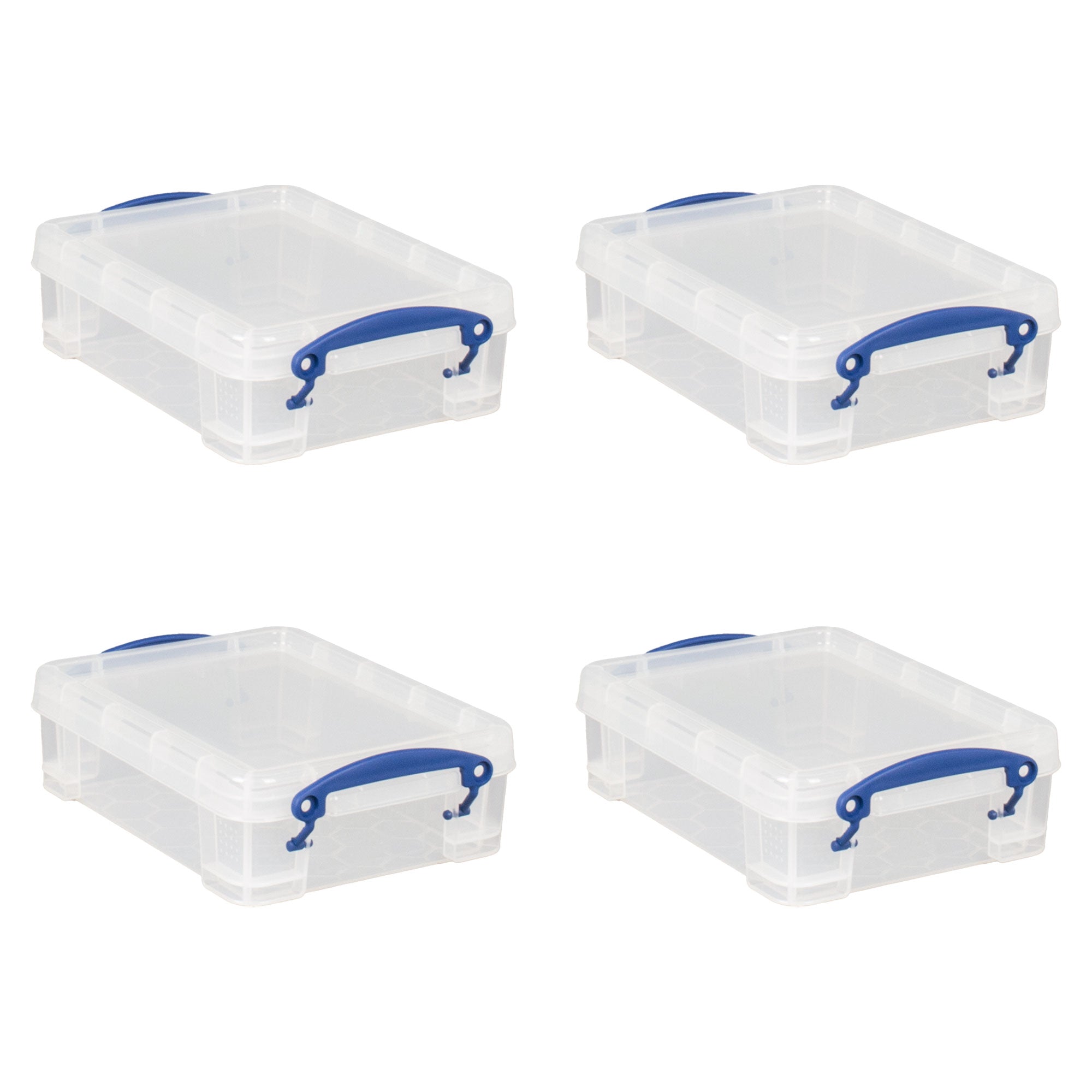 Really Useful Box 1.75L Storage Bin w/Snap Lid & Clip Lock Handle, (4 Pack)