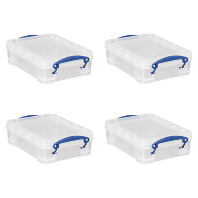 Really Useful Box 1.75L Storage Bin w/Snap Lid & Clip Lock Handle, (4 Pack)