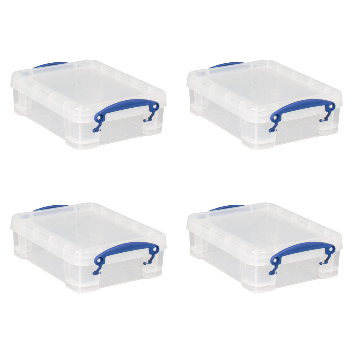 Really Useful Box 1.75L Storage Bin w/Snap Lid & Clip Lock Handle, (4 Pack)