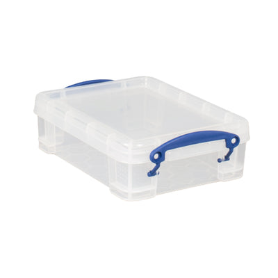 Really Useful Box 1.75L Storage Bin w/Snap Lid & Clip Lock Handle, (4 Pack)