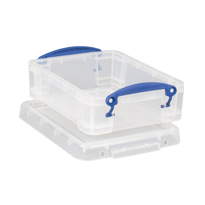 Really Useful Box 1.75L Storage Bin w/Snap Lid & Clip Lock Handle, (4 Pack)