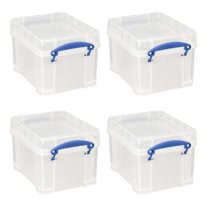 Really Useful Box 3 Liter Snap Lid Storage Bin, Clear (4pk) (Open Box)