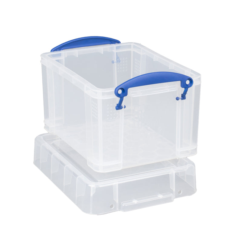 Really Useful Box 3 Liter Snap Lid Storage Bin for Music Storage, Clear (4 Pack)