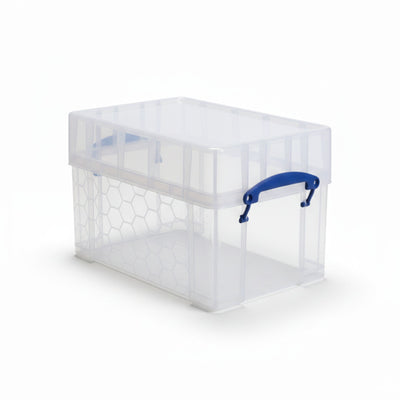 Really Useful Box 9 Liters Transparent Storage Container with Snap Lid, 4 Pack