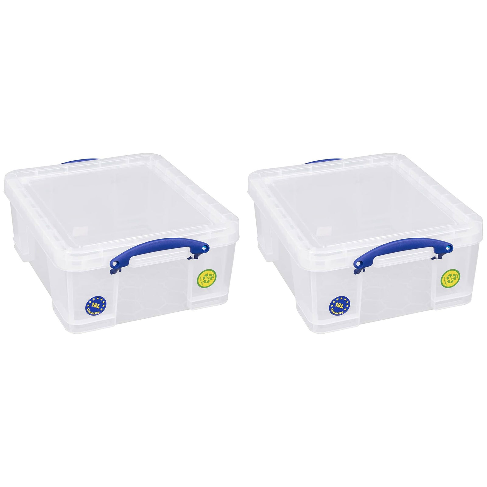 Really Useful Box 18L Container w/Snap Lid & Clip Lock Handle, (2pk) (Open Box) - VMInnovations