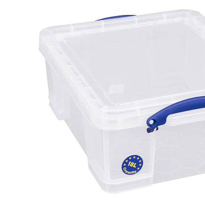 Really Useful Box 18L Storage Container w/Snap Lid & Clip Lock Handle, (2 Pack)