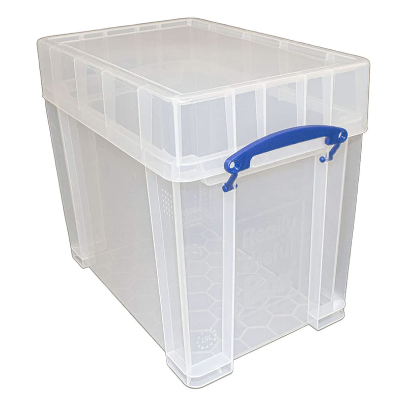 Really Useful Box 19 Liters Transparent Storage Container with Snap Lid, 2 Pack