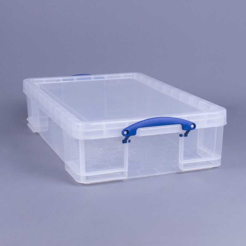 Really Useful Box 33L Storage Container w/Snap Lid & Clip Lock Handle, Clear