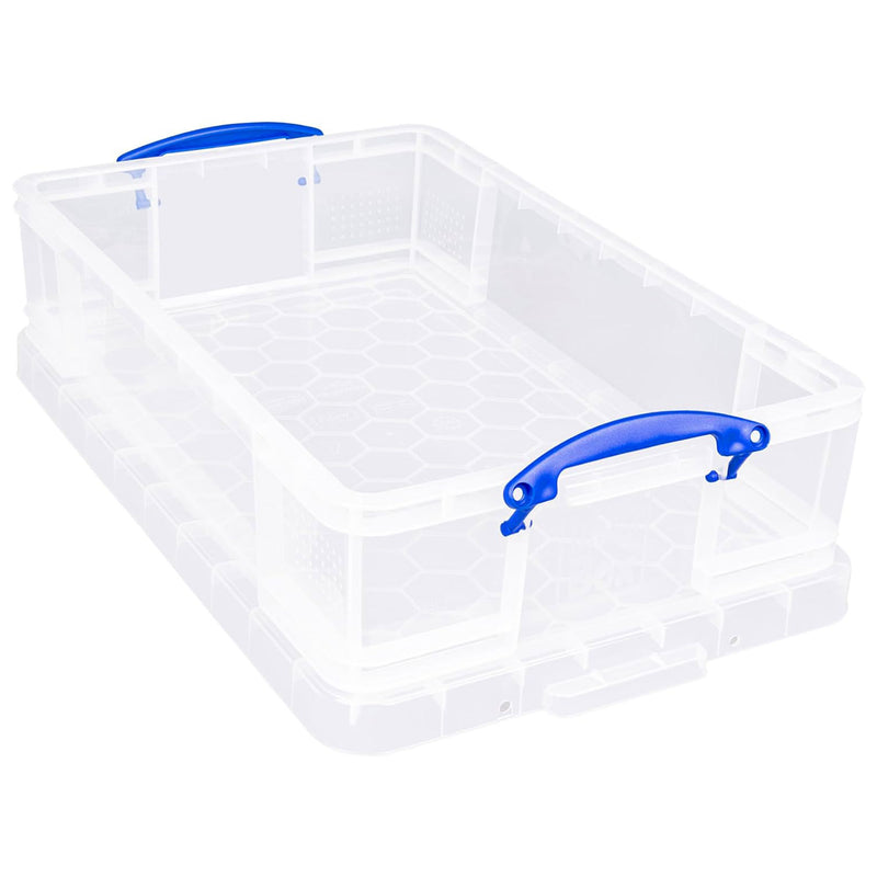 Really Useful Box 33L Storage Container w/Snap Lid & Clip Lock Handle, Clear