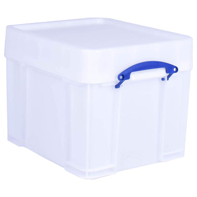 Really Useful Box 35 Liter Extra Strong Plastic Storage Box with XL Lid, White