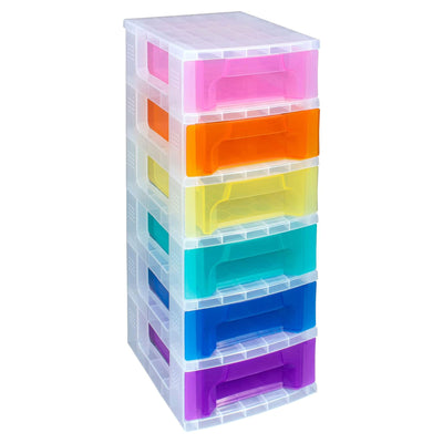 Really Useful Box 3.5 Litre Storage Tower Transparent Rainbow Drawer (Open Box)