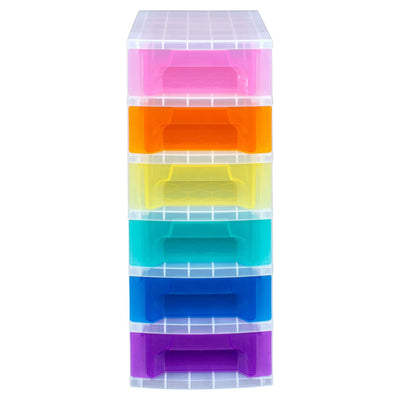Really Useful Box Slimline 3.5 Litre Storage Tower Transparent Rainbow Drawer